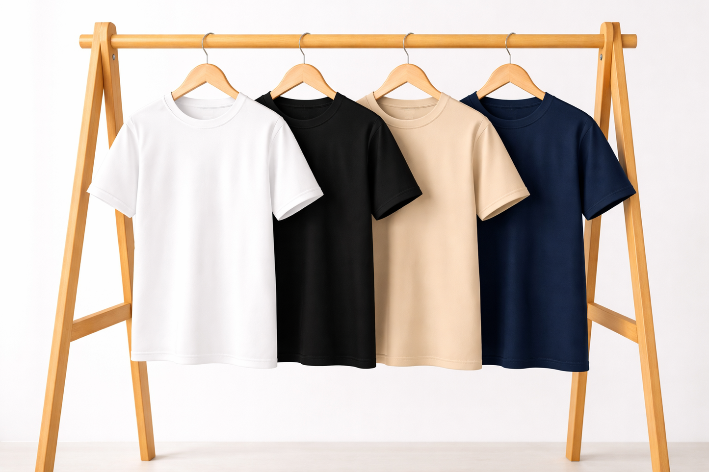 Combo of four 4 Heavy cotton black, beige, blue, white Tshirts