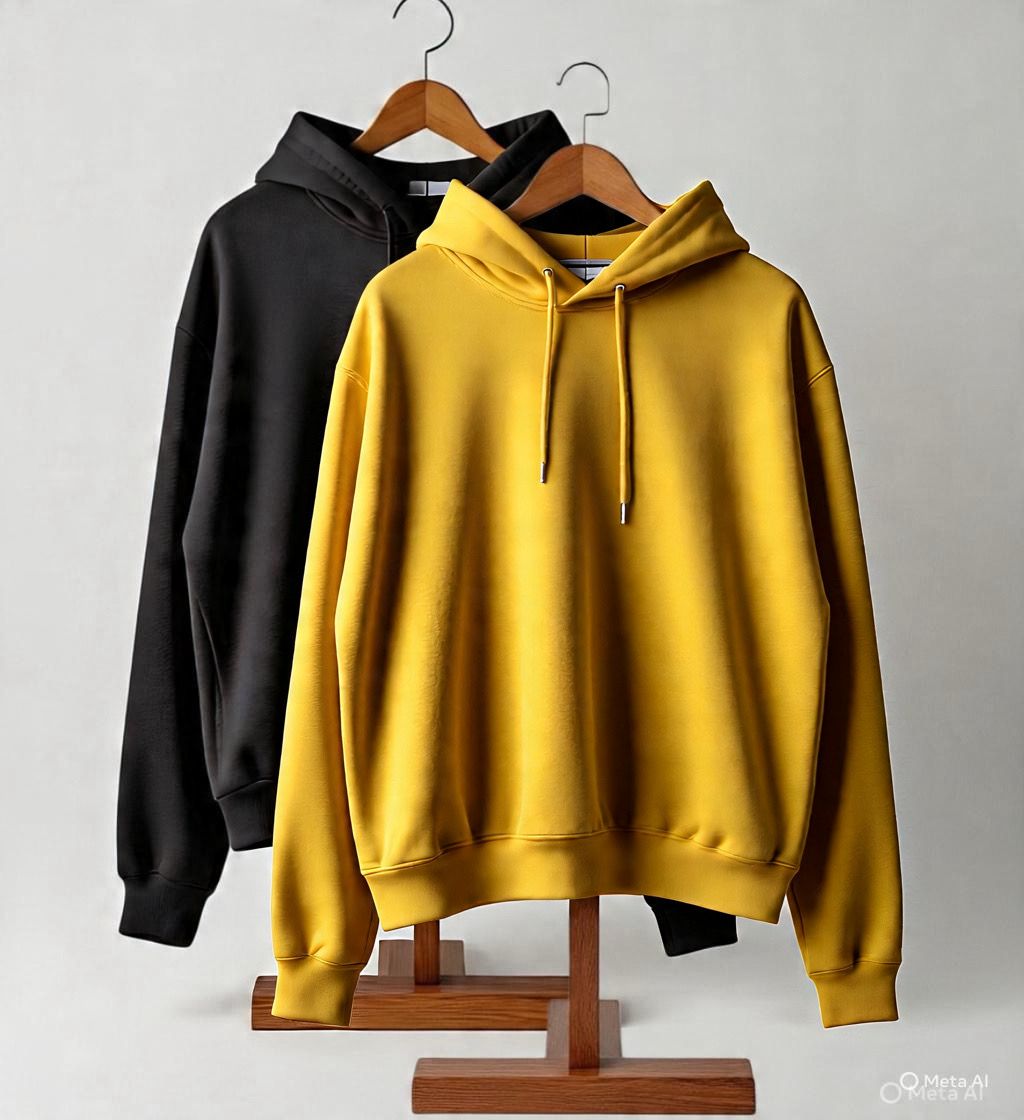 Combo of two Stylish solid Hoodies unisex best for winters black, and mustard