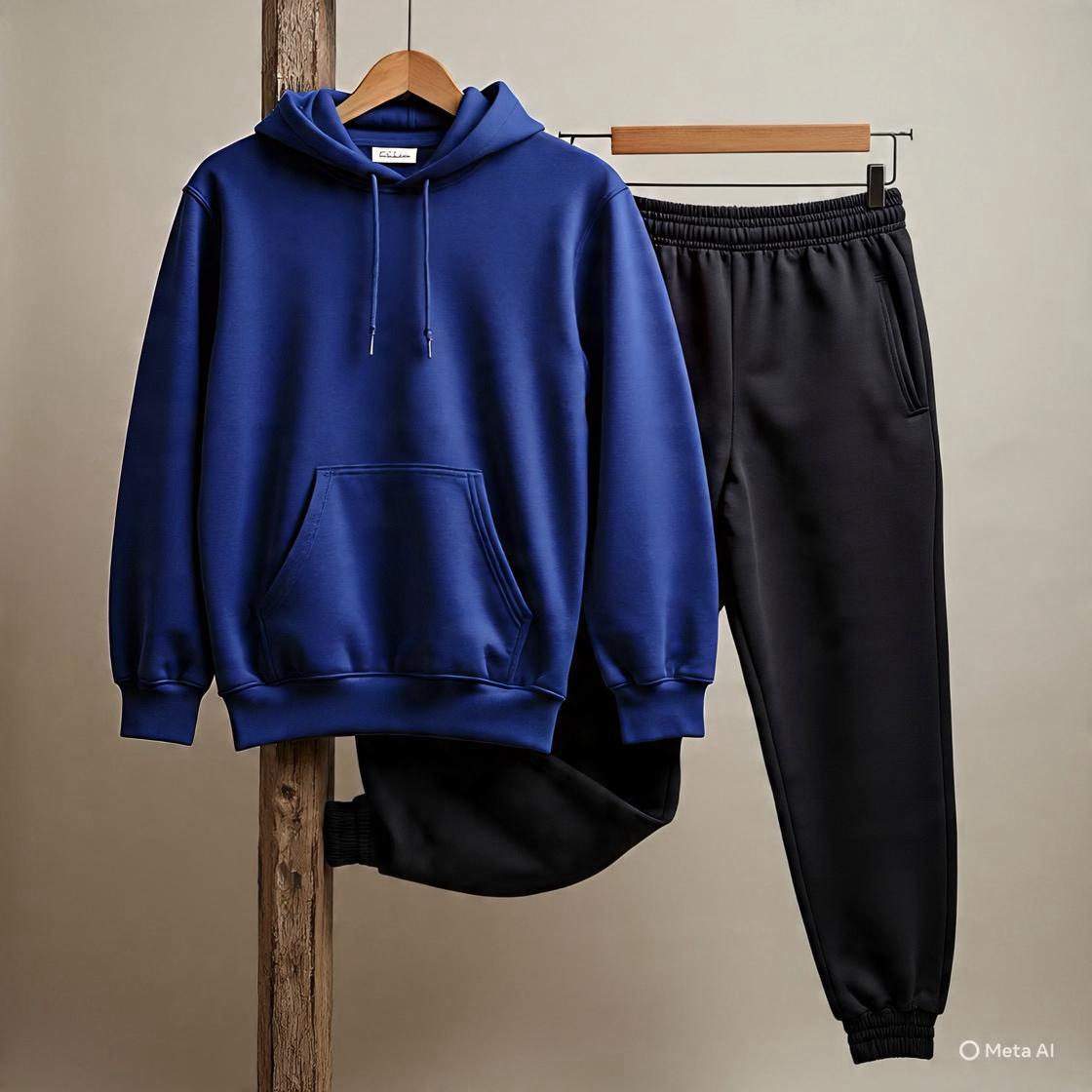 Mens tracksuit (combo of a Navy Hoodie and Black jogger)