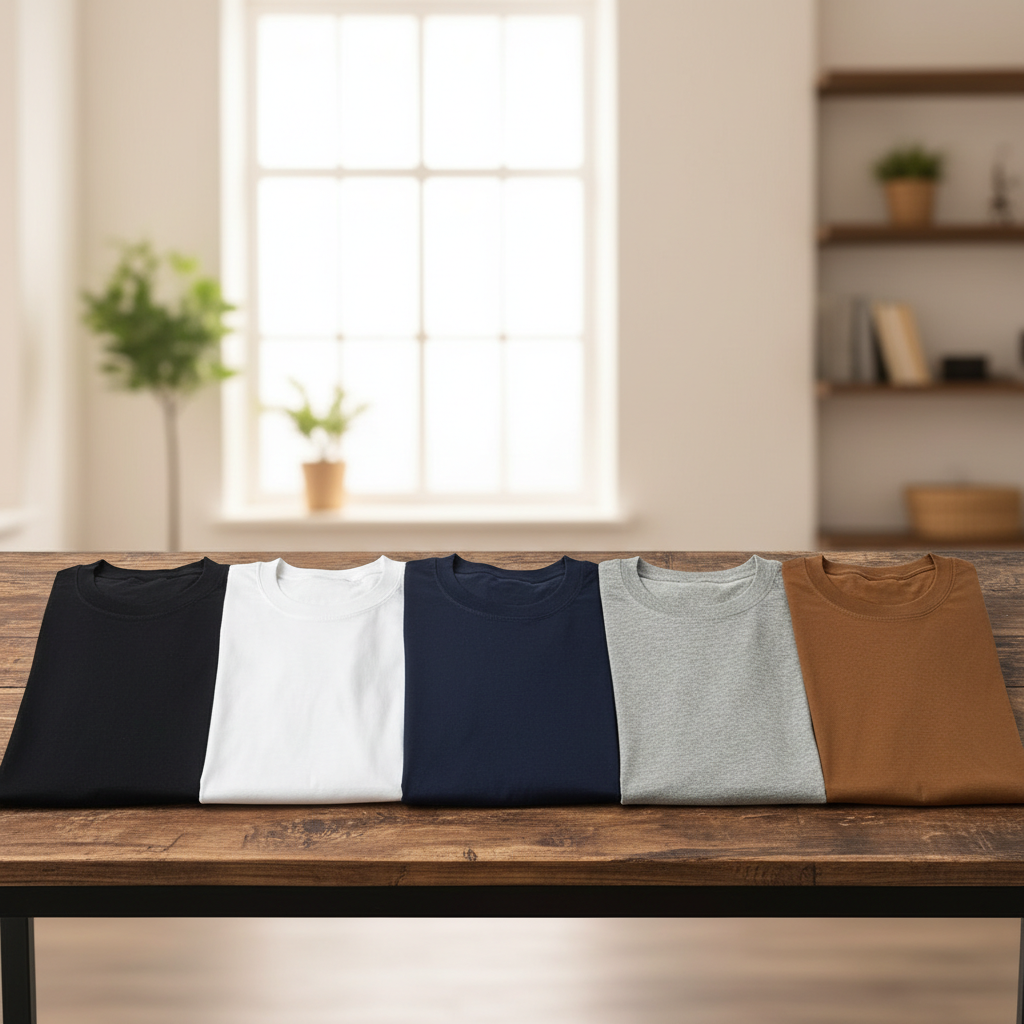 Men's Tshirts Combo (Pack of black , white, navy, grey, tan colors)