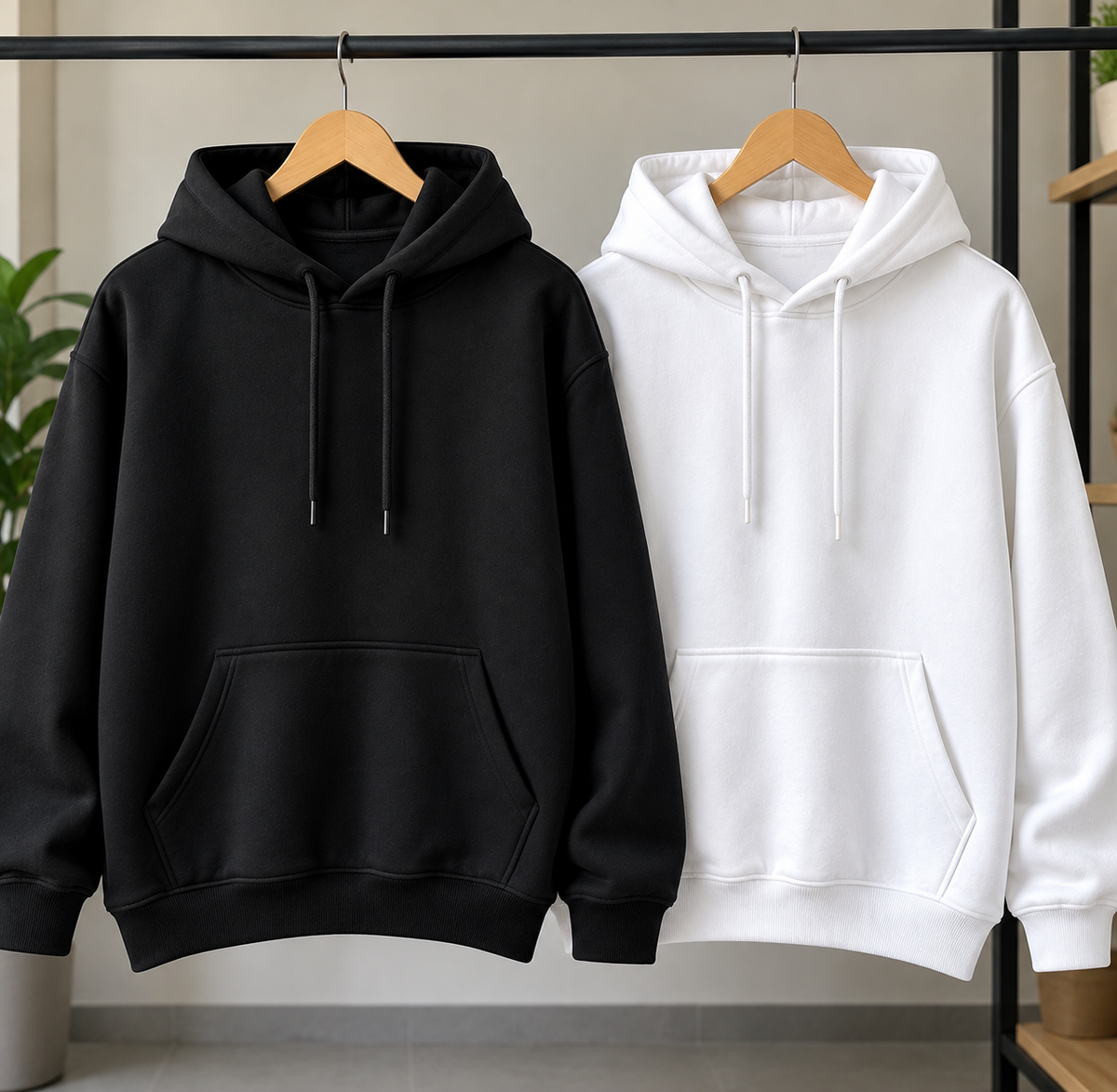 Pack of 2 Premium Hoodies – Ultimate Comfort & Style Combo (Black & White)