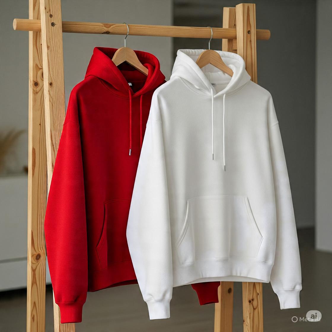 Combo of two Stylish solid Hoodies unisex best for winters (Red, and White)