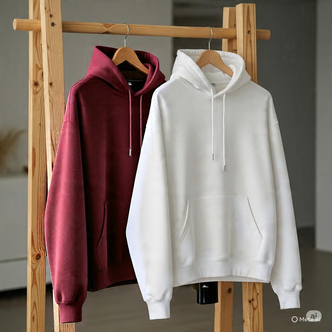 Combo of two Stylish solid Hoodies unisex best for winters (Wine, and White)