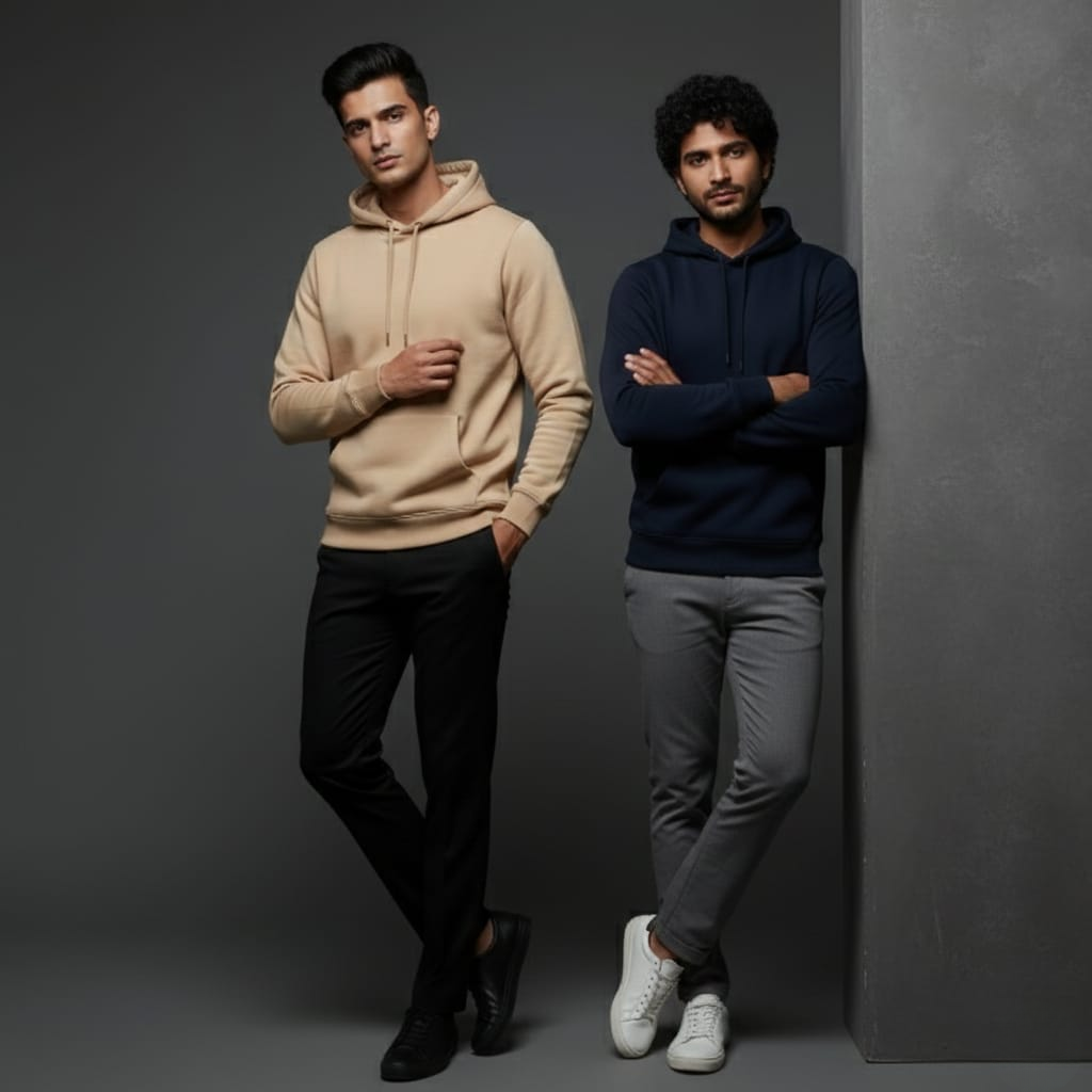 Pack of 2 Premium Hoodies – Ultimate Comfort & Style Combo (beige & Blue )