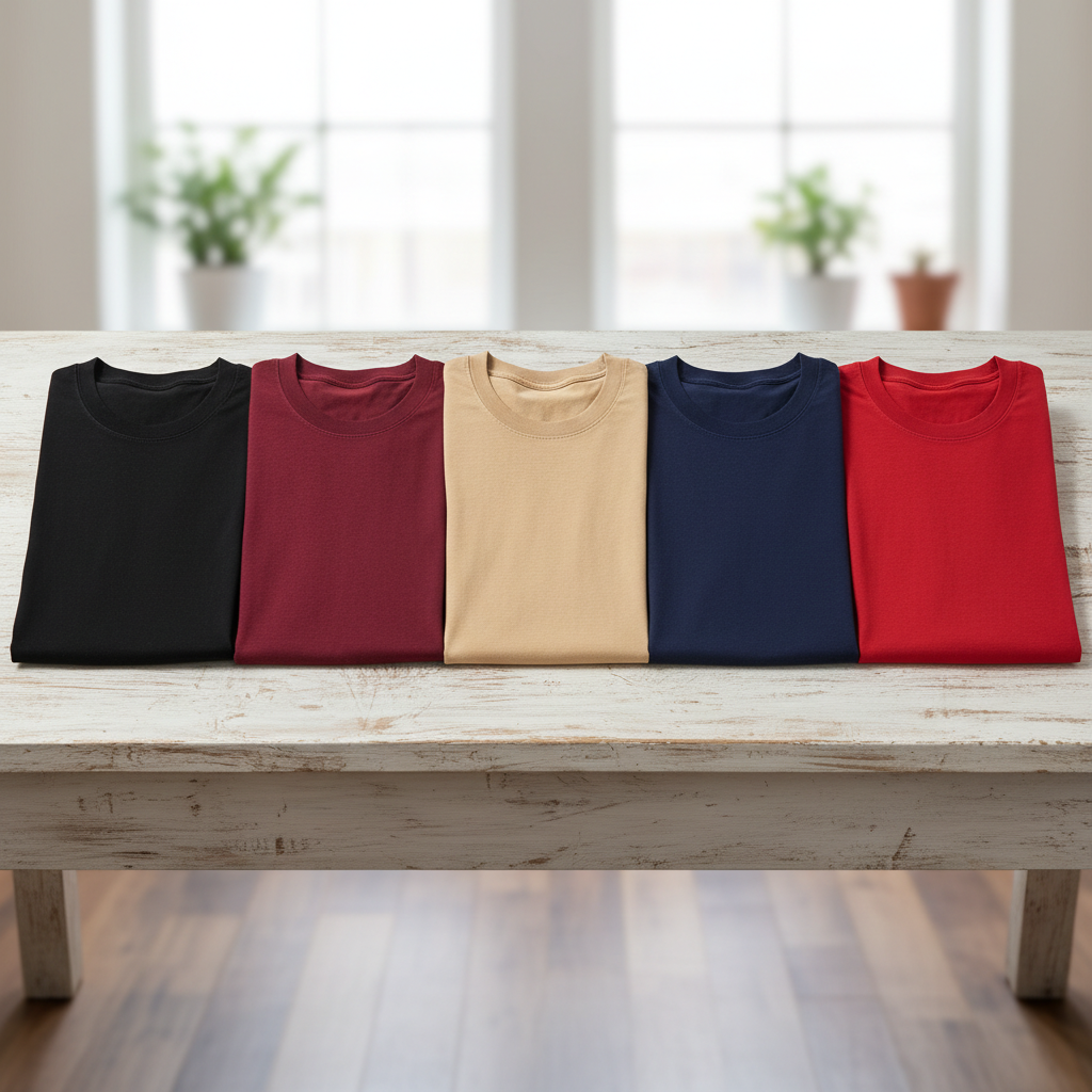 Men's Tshirts Combo (Pack of Black, Wine, Beige, Navy,Red)
