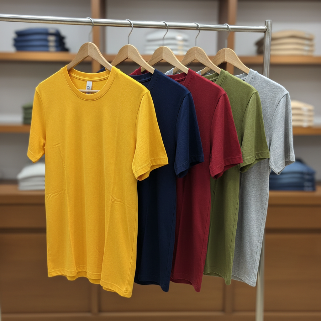 Men's Tshirts Combo (Pack of yellow, navy, wine, pista, grey)