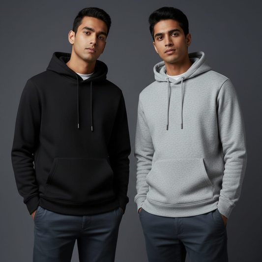 Pack of 2 Premium Hoodies – Ultimate Comfort & Style Combo (Black & Gray)